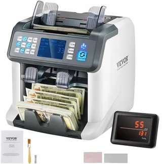 VEVOR Geldzählmaschine, Banknotenzähler mit Gemischten Nennwerten, 2CIS, SN, UV, IR, MG, DD Falschgelderkennung, Mehrere Währungen, Wertzähl- und Sortiergerät, Drucker Aktiviert VEVOR Geldzählmaschine, Banknotenzähler mit Gemischten Nennwerten, 2CIS, SN, UV, IR, MG, DD Falschgelderkennung, Mehrere Währungen, Wertzähl- und Sortiergerät, Drucker Aktiviert