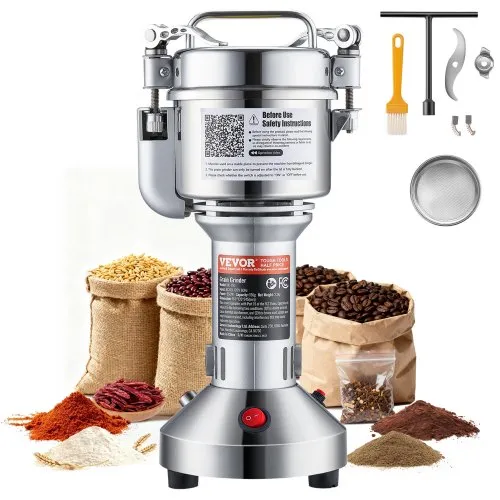 VEVOR elektrische Getreidemühle, Hochgeschwindigkeits-Gewürzmühle mit 850 W, Pulverisiermaschine aus Edelstahl, für trockene Körner Gewürze Müsli Kaffee Mais Pfeffer 163 x 135 x 345 mm VEVOR elektrische Getreidemühle, Hochgeschwindigkeits-Gewürzmühle mit 850 W, Pulverisiermaschine aus Edelstahl, für trockene Körner Gewürze Müsli Kaffee Mais Pfeffer 163 x 135 x 345 mm