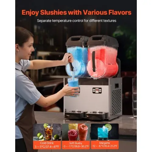 VEVOR kommerzielle Slush-Maschine 12 L x 2 Doppeltank Slush-Eismaschine Slushy Machine für gefrorene Getränke, 96 Tassen Margarita-Smoothie-Maschine für Partys zu Hause Restaurants Cafés Bars – Bild 2