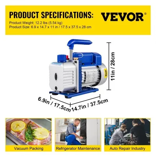 VEVOR 3CFM Vakuumpumpe,1/4HP Vakuumpumpe Unterdruckpumpe, 220 V Unterdruckpumpe Vakuumgeräte Pumpe, 50HZ Unterdruckpumpe Vakuumgeräte Pumpe – Bild 6