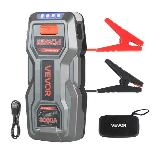 VEVOR Starthilfe Powerbank, Starthilfegerät 3000A Spitzenstrom mit LED-Taschenlampe & Kabel für Motor bis zu 9L Benzin/7L Diesel, Tragbarer Booster mit Schnellladung & Sicherheitsschutz für Notfall VEVOR Starthilfe Powerbank, Starthilfegerät 3000A Spitzenstrom mit LED-Taschenlampe & Kabel für Motor bis zu 9L Benzin/7L Diesel, Tragbarer Booster mit Schnellladung & Sicherheitsschutz für Notfall