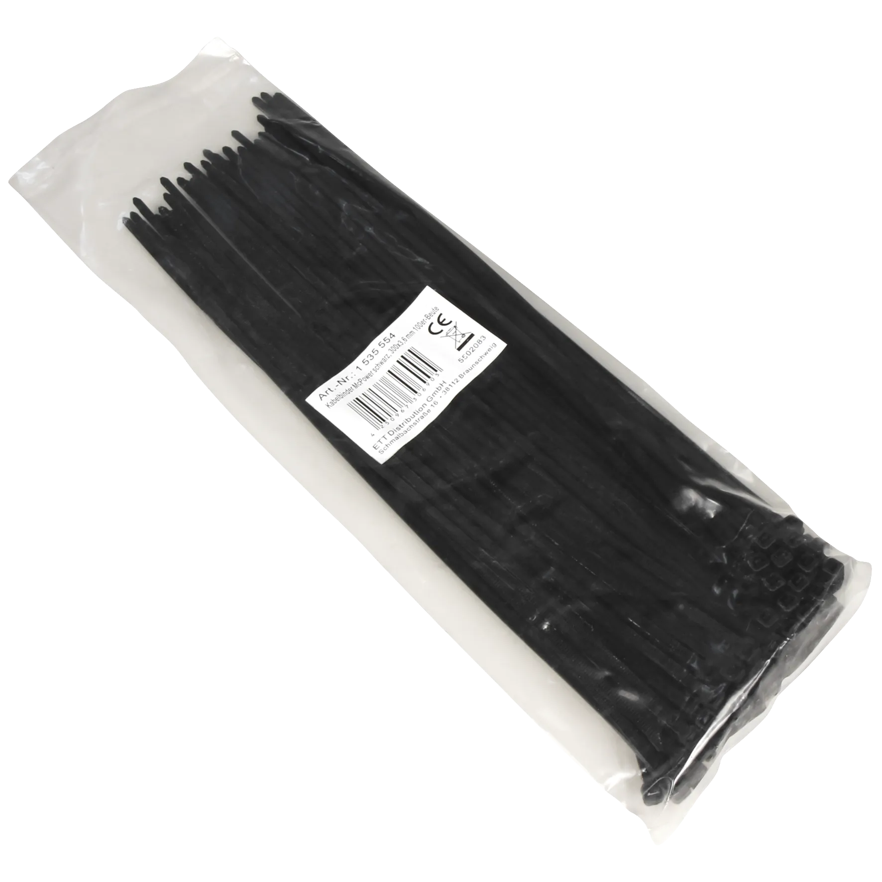 Kabelbinder McPower, schwarz, 300x3,6mm, 100er-Pack, UV beständig – Bild 2