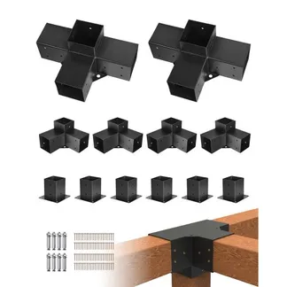 VEVOR Pfostenverbinder, Pfostennecke für Posten mit einer Innengröße von 92×92 mm, 3-Wege- (4 Stk.) & 4-Wege- (2 Stk.) Pavillon-Halterungen mit 6 Pfostenträger, für Pergolen, Pavillons VEVOR Pfostenverbinder, Pfostennecke für Posten mit einer Innengröße von 92×92 mm, 3-Wege- (4 Stk.) & 4-Wege- (2 Stk.) Pavillon-Halterungen mit 6 Pfostenträger, für Pergolen, Pavillons