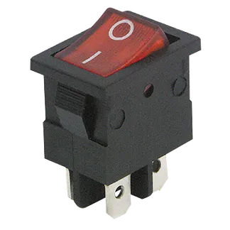 Mini-Wippenschalter McPower, 4-polig, rote Wippe, 250V /6,5A, Stellungen: EIN/AUS Mini-Wippenschalter McPower, 4-polig, rote Wippe, 250V /6,5A, Stellungen: EIN/AUS