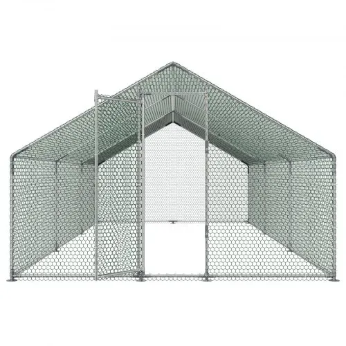 VEVOR Hühnerstall Metall 3x5,95x2m Begehbarer Hühnerauslauf mit Abdeckung, Hühnerhaus mit Turmdach & Sicherheitsschloss Enten- & Kaninchenkäfig, Geflügelgehege für Hinterhof Bauernhof Hof – Bild 8