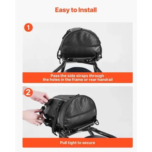 VEVOR Motorrad Hecktasche Rücksitztasche (10 L) mit wasserfester Regenabdeckung, Motorrad-Gepäckaufbewahrung, Gepäckträgertasche mit Schultergurt & Innentasche, Motorradgepäck Schwarz – Bild 3