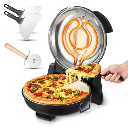 VEVOR Pizzaofen elektrischer Pizzamaker 1200 W Pizzakocher mit Cordieritstein, 5-stufige Temperaturregelung, Sichtfenster für präzises Kochen, erhitzt bis zu 420 °C, Backofen für Zuhause schwarz VEVOR Pizzaofen elektrischer Pizzamaker 1200 W Pizzakocher mit Cordieritstein, 5-stufige Temperaturregelung, Sichtfenster für präzises Kochen, erhitzt bis zu 420 °C, Backofen für Zuhause schwarz
