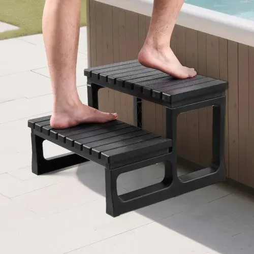 VEVOR Badewannenstufe Pooltreppe 2-stufige Außentreppe, 599,44 mm breite PP-Leiter für oberirdische/aufblasbare Pools mit 145,15 kg Tragkraft, vielseitig einsetzbar für Veranda Terrasse Wohnmobile – Bild 7