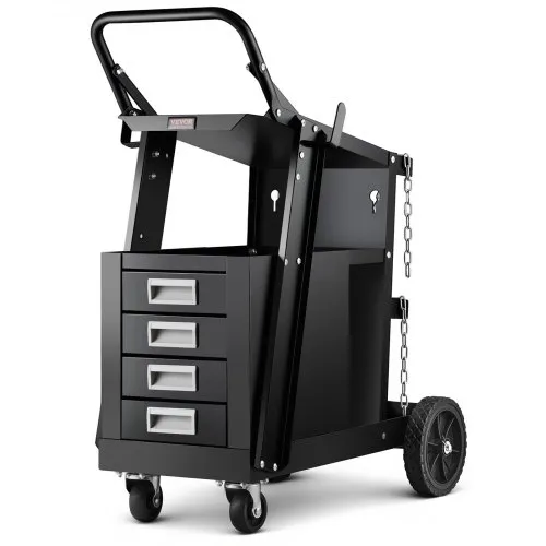VEVOR Schweißwagen 2 Ablageflächen mit 4 Schubladen Schweißmobil Max. 100-120kg Wagen für Schweßgeräte mit 2 Gasflaschenhalterung Ideal für Handschweißen Schutzgasschweißen Argon-Lichtbogenschweißen VEVOR Schweißwagen 2 Ablageflächen mit 4 Schubladen Schweißmobil Max. 100-120kg Wagen für Schweßgeräte mit 2 Gasflaschenhalterung Ideal für Handschweißen Schutzgasschweißen Argon-Lichtbogenschweißen