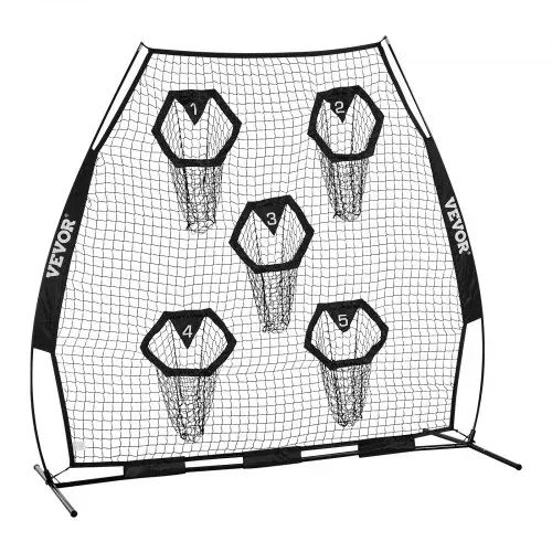 VEVOR Fußballtrainer Wurfnetz Übungsnetz (2265 x 1060 x 2100 mm) mit 5 Zieltaschen & tragbarer Aufbewahrungstasche & Gurten, Wurfelziel-Training für die Passgenauigkeit des Quarterbacks, Schwarz – Bild 8