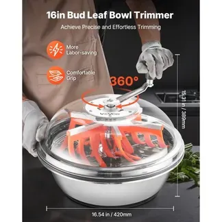 VEVOR Erntemaschine Bowl, 42cm manuell, Bud Trimmer mit Edelstahlklingen, Nass- & Trocken-Hydrokultur-Schneidemaschine, gedrehter Schleuderschnitt für Pflanzen, Blätter, Knospen, Blumen VEVOR Erntemaschine Bowl, 42cm manuell, Bud Trimmer mit Edelstahlklingen, Nass- & Trocken-Hydrokultur-Schneidemaschine, gedrehter Schleuderschnitt für Pflanzen, Blätter, Knospen, Blumen
