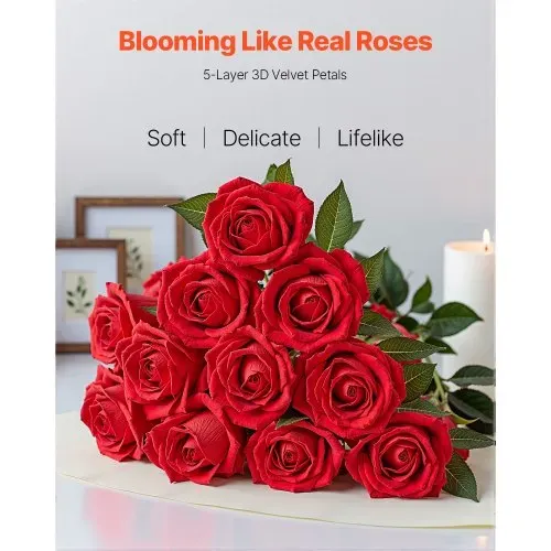 VEVOR Künstliche Blumen Rosen, 500 Stück Kunstblumen, Rote Gefälschte Rose mit Stielen, Schaumrosen für DIY Hochzeit Blumensträuße Braut Valentinstag Muttertag Zuhause Dekoration VEVOR Künstliche Blumen Rosen, 500 Stück Kunstblumen, Rote Gefälschte Rose mit Stielen, Schaumrosen für DIY Hochzeit Blumensträuße Braut Valentinstag Muttertag Zuhause Dekoration