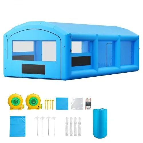 VEVOR Aufblasbare Lackierkabine 8,5x4,5x3 m Spritzkabine Lackierzelt Blau, mit 750-W- & 950-W-Gebläsen Aktivkohlefiltration Transparentem PVC-Fenster für Pick-Ups & Kleine Schnellboote Tragbar – Bild 8