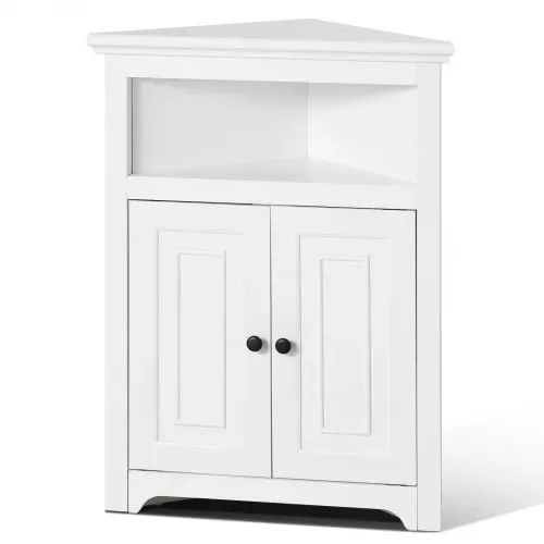 VEVOR Eckschrank Aufbewahrungsschrank mit 3-stufiger Regalen Mehrzweckschrank (845 mm Hohe) mit 2 Holztüren und verstellbaren Regalen, freistehender Küchenschrank für Wohnzimmer Waschküche, weiß VEVOR Eckschrank Aufbewahrungsschrank mit 3-stufiger Regalen Mehrzweckschrank (845 mm Hohe) mit 2 Holztüren und verstellbaren Regalen, freistehender Küchenschrank für Wohnzimmer Waschküche, weiß