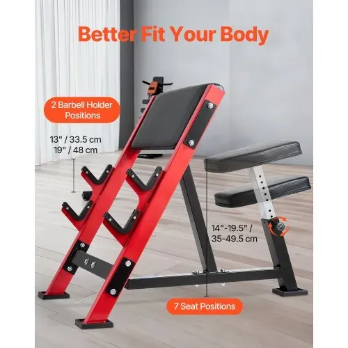 VEVOR Preacher Curl Bank Krafttrainingsbänke (Max. Belastung 300 kg), Fitnessgerät für das Heim-Fitnessstudio, isolierte Langhantelsstation Bizepsstation mit sitzendem Arm, verstellbare Hantelbank – Bild 2