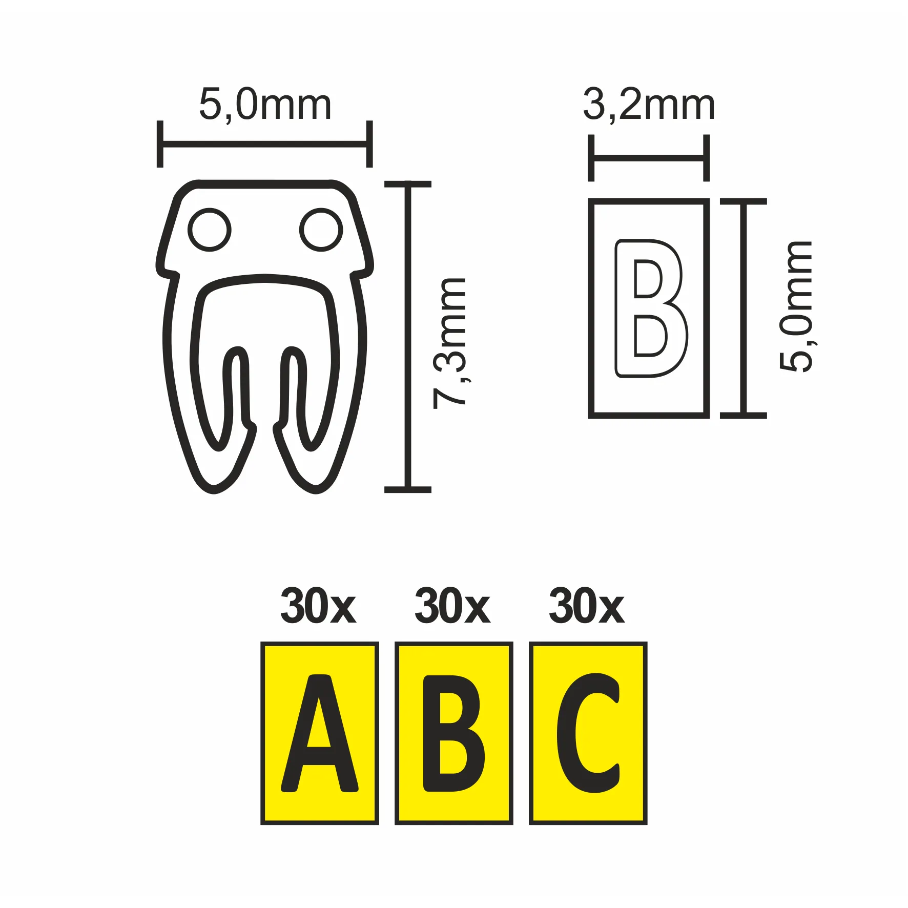 Kabelmarker-Clips McPower, bedruckt mit Buchstaben, Kabeldurchmesser bis 4mm – Bild 3