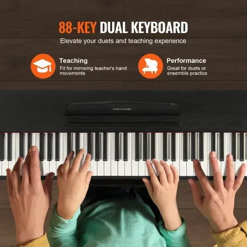 VEVOR Digitalpiano, 88 Tasten, Elektrisches Klaviere, Doppeltastatur und Lautsprecher, einfache Gehäusehalterung mit Kopfhörer, 200 Töne und Rhythmen, unterstützt Bluetooth/USB/MIDI, für Anfänger – Bild 2