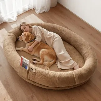 VEVOR Hundebett für Menschen & Hunde, 177x123x24cm, Memory-Schaum-Hundebett in Menschengröße, mit Seitentasche, Griff & Reißverschluss, abnehmbarer, maschinenwaschbarer Bezug, Kurzflor, braun VEVOR Hundebett für Menschen & Hunde, 177x123x24cm, Memory-Schaum-Hundebett in Menschengröße, mit Seitentasche, Griff & Reißverschluss, abnehmbarer, maschinenwaschbarer Bezug, Kurzflor, braun
