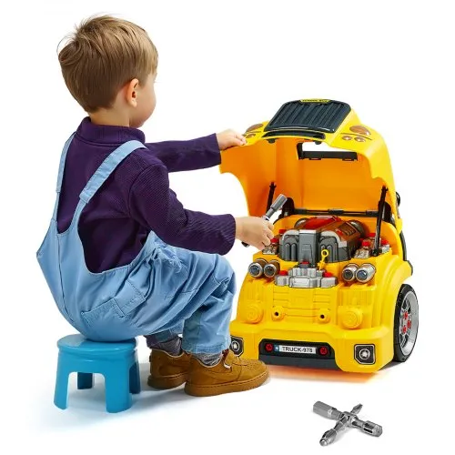 VEVOR Motorspielzeug, 60-teilig, Autoreparaturset für Kinder, mit abnehmbaren Teilen, Lichtern & Geräuschen, Lenkrad & Hupe, Mechaniker-Werkstattset Kleinkinder ab 3 Jahren, Gelb VEVOR Motorspielzeug, 60-teilig, Autoreparaturset für Kinder, mit abnehmbaren Teilen, Lichtern & Geräuschen, Lenkrad & Hupe, Mechaniker-Werkstattset Kleinkinder ab 3 Jahren, Gelb