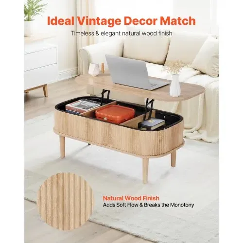 VEVOR Couchtisch Höhenverstellbar 1000x480x405-545 mm, Wohnzimmertisch mit Stauraum, Ausziehbarer Kaffeetisch im Mid-Century-Stil aus MDF, Hubtischplatte für Zuhause & Büro, Naturholz VEVOR Couchtisch Höhenverstellbar 1000x480x405-545 mm, Wohnzimmertisch mit Stauraum, Ausziehbarer Kaffeetisch im Mid-Century-Stil aus MDF, Hubtischplatte für Zuhause & Büro, Naturholz