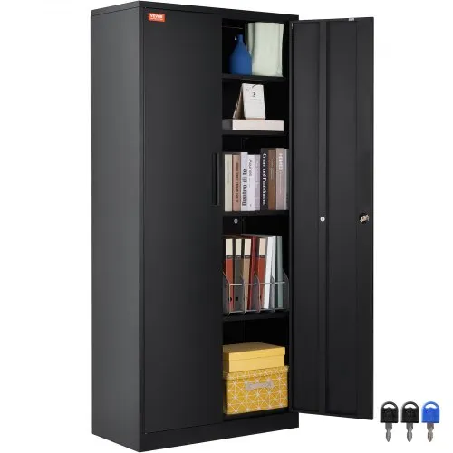 VEVOR 5-Stockiger Aktenschrank Beistellcontainer mit 2 Magnetischen Türen, 90,72 kg Belastbar pro Regal, Abschließbarer Lagerschrank, Metallschrank Bürokommode, für Büro, Zuhause usw. Schwarz VEVOR 5-Stockiger Aktenschrank Beistellcontainer mit 2 Magnetischen Türen, 90,72 kg Belastbar pro Regal, Abschließbarer Lagerschrank, Metallschrank Bürokommode, für Büro, Zuhause usw. Schwarz