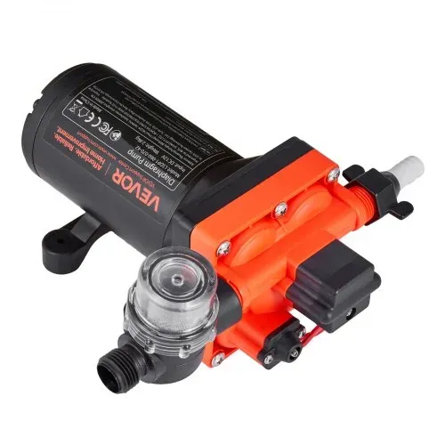 VEVOR Membranpumpe, 12 V DC, 22,7 L/min, selbstansaugende 4-Kammer-Membranwasserpumpe mit automatischem Druckschalter, 4,8 bar Druck, für Wohnmobil, Wohnwagen, Schiff, Yacht, Autowäsche – Bild 8