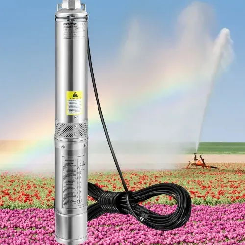 VEVOR 82 mm Tiefbrunnenpumpe 750W Brunnenpumpe 100L/min Tauchpumpe max. Förderhöhe 66m Rohrpumpe 230V 50Hz Sandpumpe IP68 Wasserpumpe 16 Laufradstufen Pumpe Ideal zur Bewässerung oder Wasser-Versorgung – Bild 7