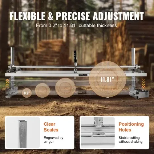 VEVOR Tragbares Sägewerk 355-1219mm Kettensägenmühle Max. Schnittdicke 5,08-300mm Kettensägewerk mit einer Größe von 1221x312x473mm Geeignet für eine Vielzahl von Holzschneideanforderungen – Bild 3