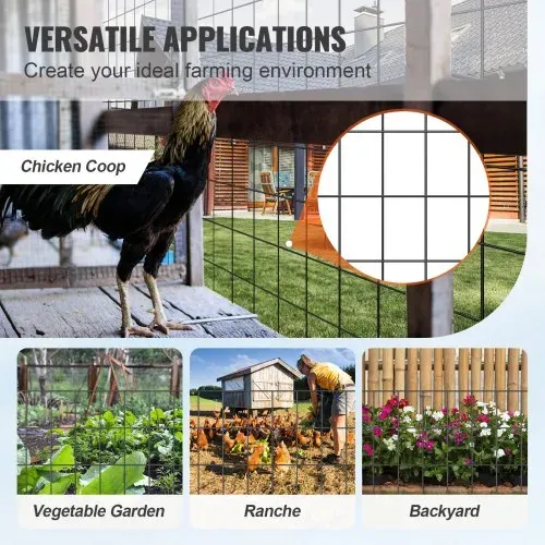 VEVOR Volierendraht 91 x 1524 cm, Gartenzaun, 1,52 mm Maschendrahtzaunrolle, Vinylbeschichtetes Drahtzaun für Hühnerstallbarrieren, Kaninchen- und Schlangenzäune, Geflügelgehege – Bild 3