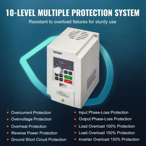 VEVOR Frequenzumrichter VFD 3 PS, 2,2 kW, 5 A, 3-Phasen-Wechselstrom, 380 V Eingang auf 3-Phasen-Wechselstrom, 0 – 380 V Ausgang, Frequenzumwandler, 50/60 Hz Eingang, 0 – 2000 Hz Ausgang – Bild 3