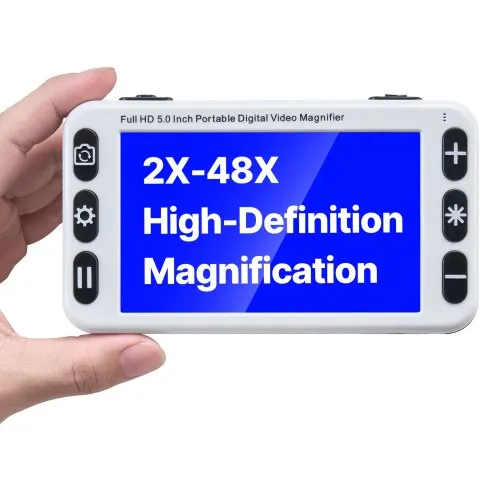 VEVOR Tragbare digitale Lupe, 5 Zoll HD elektronische Leselupe, Lesehilfe für Sehschwäche, 2- bis 48-facher Zoom, mit 13 MP Nah- & Fernobjektiv, 26 Farben, AV- & HDMI-Ausgang, klappbarer Griff VEVOR Tragbare digitale Lupe, 5 Zoll HD elektronische Leselupe, Lesehilfe für Sehschwäche, 2- bis 48-facher Zoom, mit 13 MP Nah- & Fernobjektiv, 26 Farben, AV- & HDMI-Ausgang, klappbarer Griff
