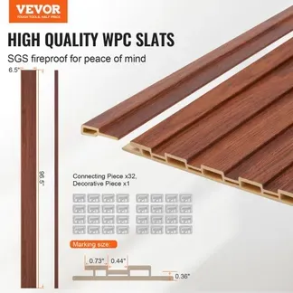 VEVOR Akustikpaneele 8er-Set, Akustikplatten, 2450 x 166 mm, WPC-Akzent-Wandpaneele aus Holz für moderne Innenwände, Wandpaneele in Holzoptik für stilvolles Dekor und Geräuschreduzierung, Schwarznuss VEVOR Akustikpaneele 8er-Set, Akustikplatten, 2450 x 166 mm, WPC-Akzent-Wandpaneele aus Holz für moderne Innenwände, Wandpaneele in Holzoptik für stilvolles Dekor und Geräuschreduzierung, Schwarznuss