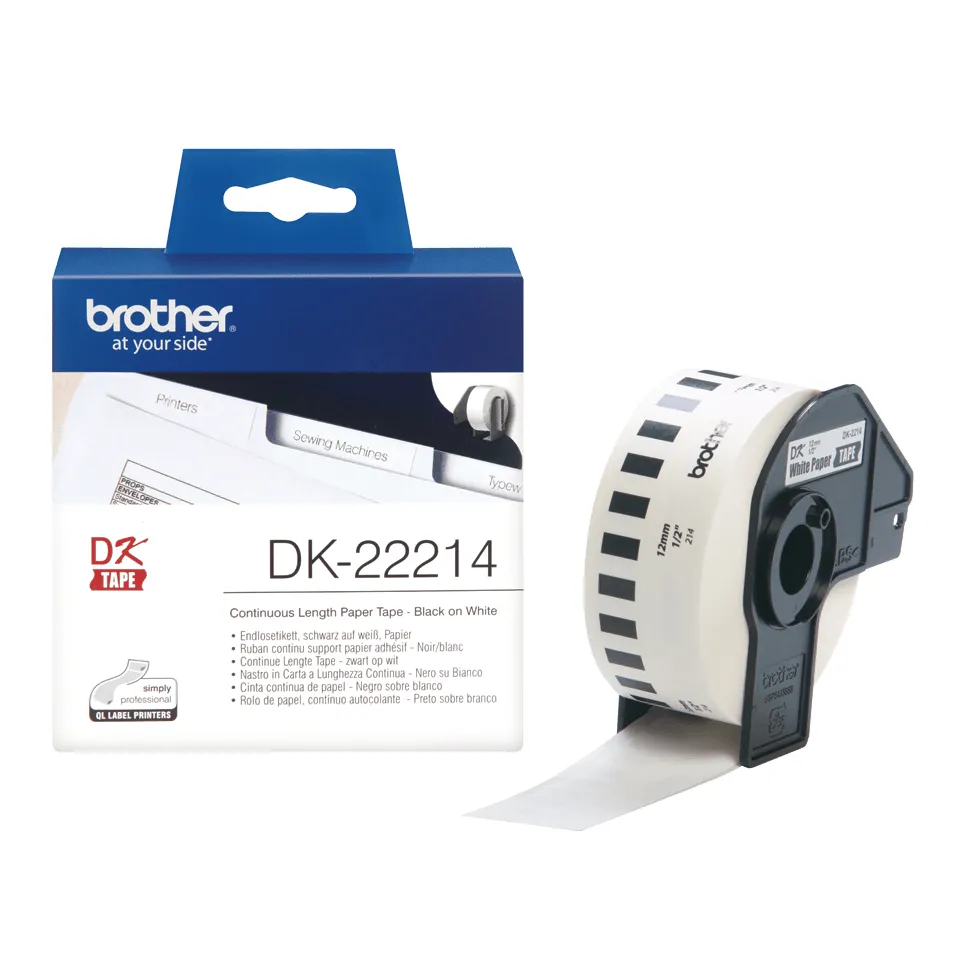 Brother DK-22214 Etiketten erstellendes Band Schwarz auf weiss Brother DK-22214 Etiketten erstellendes Band Schwarz auf weiss
