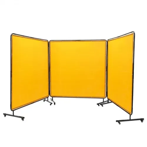 VEVOR 3-Panel-Schweißvorhang 1,8 x 1,8 m Schweißschutzvorhang aus Flammhemmendem Vinyl Schweißschutzwand mit 4 Schwenkrädern und einem 6-stufigen UV-Schutz Schweißerdecke Schweißschutz Gelb – Bild 8