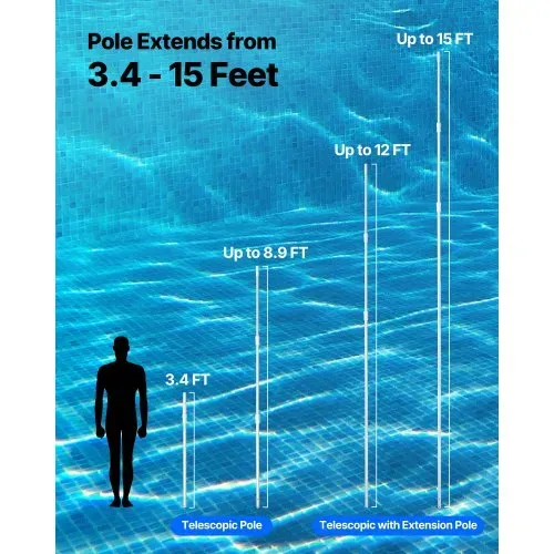VEVOR Poolstange Schwimmbadstange (1-4,6 m), Teleskop-Reinigungsstangen für Schwimmbäder, Profi verstellbare Teleskopstange mit 2 Verlängerungsstangen, Reinigungsstab für Bürste, Vakuumkopf VEVOR Poolstange Schwimmbadstange (1-4,6 m), Teleskop-Reinigungsstangen für Schwimmbäder, Profi verstellbare Teleskopstange mit 2 Verlängerungsstangen, Reinigungsstab für Bürste, Vakuumkopf