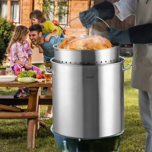 VEVOR Suppentopf Edelstahl, 94,6 L Kochtöpfe Großraumtopf, Kochgeschirr-Saucentopf mit Korb & Deckel & Griff, Suppentopf in Handelsqualität, Schleifbehandlung, zum Dämpfen Kochen oder Braten – Bild 7