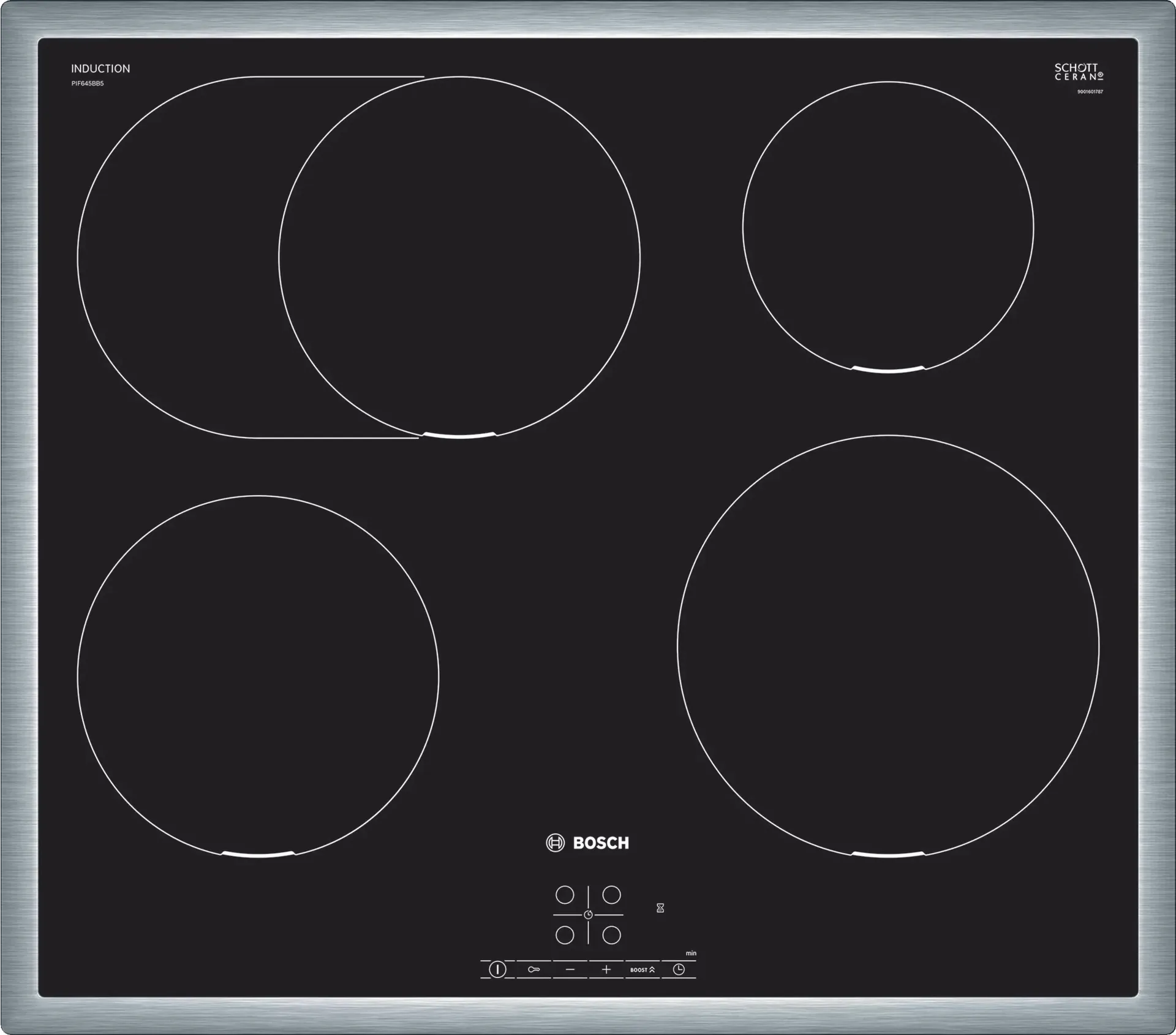Bosch Serie 4 PIF645BB5E Kochfeld Schwarz Integriert 60 cm Zonen-Induktionskochfeld 4 Zone(n) Bosch Serie 4 PIF645BB5E Kochfeld Schwarz Integriert 60 cm Zonen-Induktionskochfeld 4 Zone(n)
