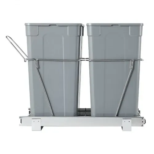 VEVOR ausziehbarer Mülleimer (35 Qt + 35 Qt) für Küchenschränke, doppelter Mülleimer unter der Spüle, Müllbehälter für unter die Spüle, mit robustem Vollauszug-Schiebesystem aus Metall & Griff – Bild 9