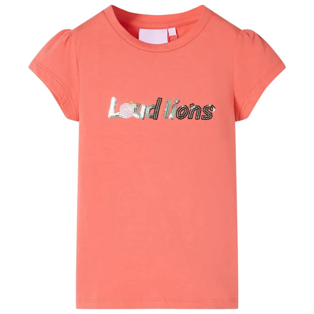 vidaXL Kinder-T-Shirt mit Flügelärmeln Korallenrosa 128 vidaXL Kinder-T-Shirt mit Flügelärmeln Korallenrosa 128
