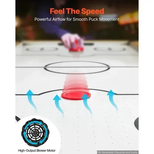 VEVOR Airhockey-Tisch 1525 mm Spieltisch mit Elektronischem Punktesystem für Spielzimmer, Keller und Freizeitbereiche, Gleichmäßiger Luftstrom mit MDF-Platten, Verstellbaren Füßen und Eckenschutz – Bild 2