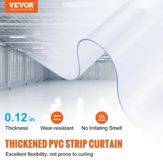 VEVOR Streifenvorhang, 24 m Länge x 30 cm Breite x 0,3 cm Dicke, durchsichtige glatte PVC-Streifenvorhang-Großrolle, Kunststoff-Türstreifen für Türen von Supermärkten, Garagen, Lagerhallen, Scheunen und Tierställen VEVOR Streifenvorhang, 24 m Länge x 30 cm Breite x 0,3 cm Dicke, durchsichtige glatte PVC-Streifenvorhang-Großrolle, Kunststoff-Türstreifen für Türen von Supermärkten, Garagen, Lagerhallen, Scheunen und Tierställen