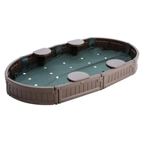 VEVOR Sandkasten mit Abdeckung, 183 x 105 x 23 cm, ovaler Sandkasten, HDPE-Sandgrube mit 4 Ecksitzen und Bodenauskleidung, Kindersandkasten für Garten, Strand, Park, Geschenk für Jungen und Mädchen im Alter von 3–12 Jahren, braun – Bild 10