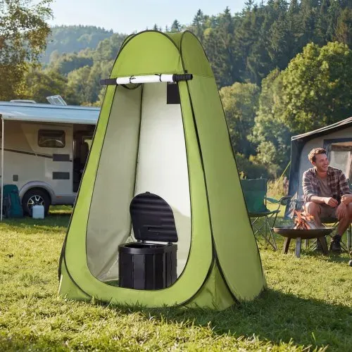 VEVOR Tragbare Campingtoilette 150 kg Belastbar, Mobile Toilette Faltbar, Reisetoilette mit Tragetasche & Müllbeuteln & Aufklappbarem Sichtschutzzelt, Geeignet für Wohnmobilreisen Camping Wandern – Bild 7