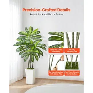 VEVOR Künstlicher Dracaena-Baum, 1,52 m, Drachenbaum, tropische Pflanzen mit weißem, hohem Pflanzgefäß, Kunstseidenpflanze im Topf, große Bäume für Veranden, Wohnzimmer, Terrassen Zuhause, Büro VEVOR Künstlicher Dracaena-Baum, 1,52 m, Drachenbaum, tropische Pflanzen mit weißem, hohem Pflanzgefäß, Kunstseidenpflanze im Topf, große Bäume für Veranden, Wohnzimmer, Terrassen Zuhause, Büro