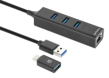Manhattan 180894 Schnittstellen-Hub USB 3.2 Gen 1 (3.1 Gen 1) Type-A + Type-C 5000 Mbit/s Schwarz – Bild 2