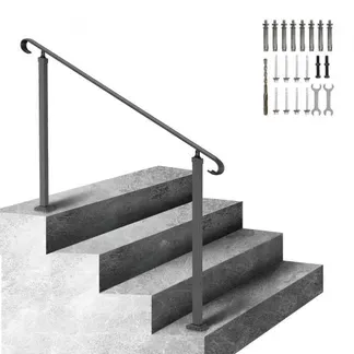 VEVOR Treppengeländer 140×13,5×97 cm Handlauf Geländer Höhe(bis zu 48 cm) & Winkel(0-52,8°) einstellbar Eingangsgeländer Eisenhandlauf Ideal für 2 oder 3 stufige Treppen mit Installationskit Schwarz VEVOR Treppengeländer 140×13,5×97 cm Handlauf Geländer Höhe(bis zu 48 cm) & Winkel(0-52,8°) einstellbar Eingangsgeländer Eisenhandlauf Ideal für 2 oder 3 stufige Treppen mit Installationskit Schwarz