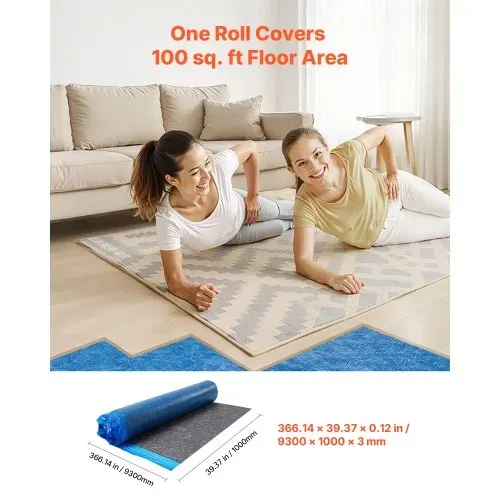 VEVOR Trittschalldämmung, 9,3 m², 3 mm dicke Laminatbodenunterlage mit angebrachter Dampfsperre, Faser + PE-Folie, Schalldämmung & Geräuschreduzierung, ideal für Vinyl-, Laminat- & Holzboden VEVOR Trittschalldämmung, 9,3 m², 3 mm dicke Laminatbodenunterlage mit angebrachter Dampfsperre, Faser + PE-Folie, Schalldämmung & Geräuschreduzierung, ideal für Vinyl-, Laminat- & Holzboden