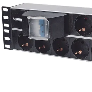Intellinet 19″ 15-fach Steckdosenleiste, Schutzkontakt, Doppelter Leitungsschutzschalter, 3 m Stromkabel, 2 HE Intellinet 19″ 15-fach Steckdosenleiste, Schutzkontakt, Doppelter Leitungsschutzschalter, 3 m Stromkabel, 2 HE