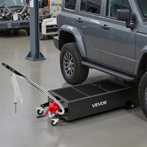 VEVOR Ölablasswanne mit niedrigem Profil, 94,6 L, Ölablasswagen mit Pumpe, 2,2 m Schlauch & T-Klappgriff, auslaufsicher & korrosionsbeständig, für Autos, SUVs, LKWs, Geländefahrzeuge, schwarz – Bild 7