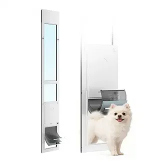 VEVOR Hundeklappe für Glasschiebetür, Hundetür Höhenverstellbar von 1927 bis 2049 mm, Rahmen aus Aluminiumlegierung mit Klappe & Drehscharnier, Abschließbar, für Mittelgroße Hunde, M VEVOR Hundeklappe für Glasschiebetür, Hundetür Höhenverstellbar von 1927 bis 2049 mm, Rahmen aus Aluminiumlegierung mit Klappe & Drehscharnier, Abschließbar, für Mittelgroße Hunde, M
